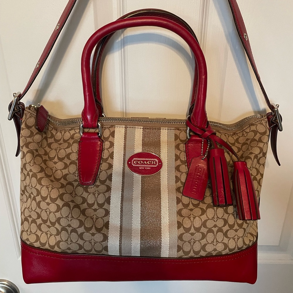 Coach red Signature Molly bag, style 21154. Excellent condition